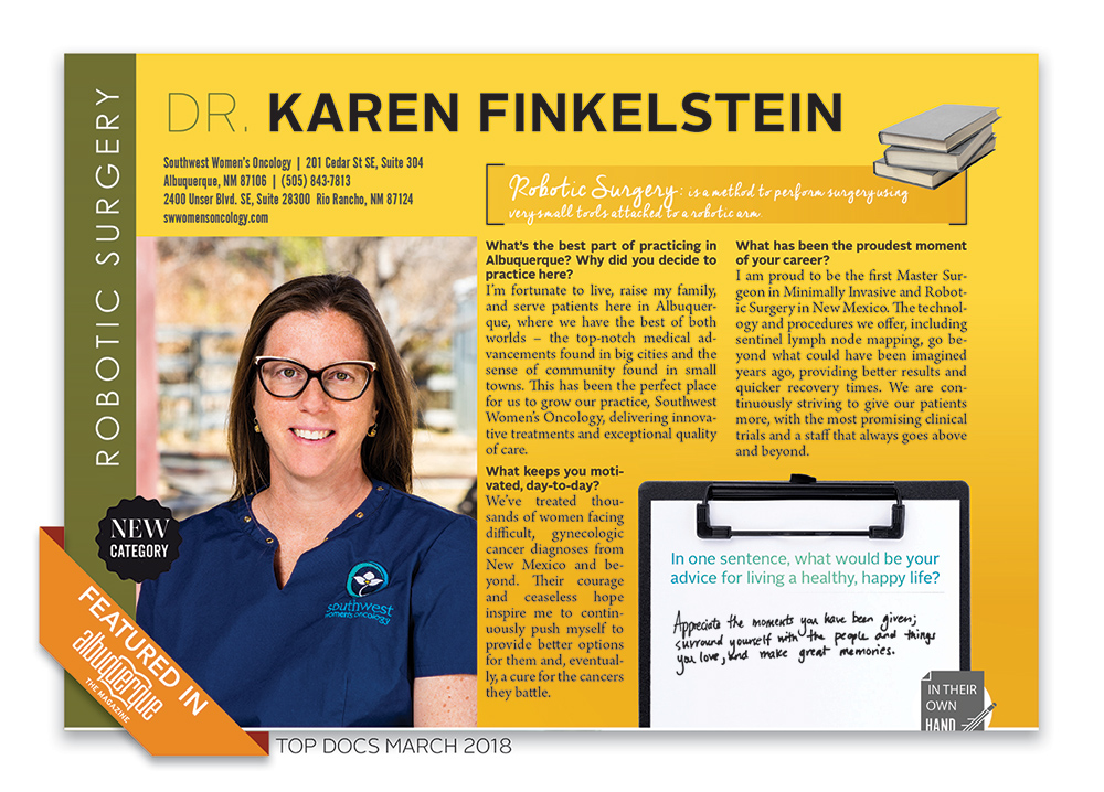 Dr Karen Finkelstein is Albuquerque's top robotic surgeon